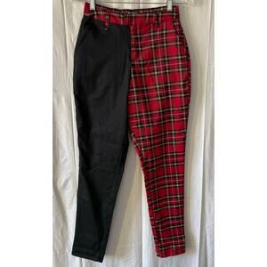 Hot Topic Red Plaid Black Punk Goth Academia Pants Size XS